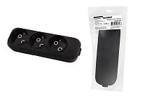 Колодка розеточная 3 гнезда 2П б/з 10А 250В черная серии "Народная" TDM