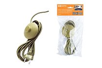 Шнур с ножным выключателем и плоской вилкой ШУН01В ШВВП 2х0,75мм2 3,5м. бронза  TDM