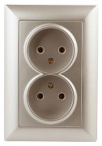Розетка ЭРА Intro Solo 4-204-04 без заземления 2х2P, 16А-250В, IP20, скрытой установки, шампань
