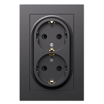 AtlasDesign Базальт Розетка двойная с заземлением со шторками, 16А, в сборе Systeme Electric (Schneider Electric)