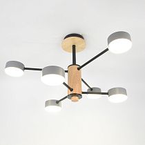 Люстра под лампу General  GCHL-6GX53-M Серая+Дерево Элизиум