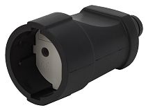 Розетка кабельная ЭРА без заземления прямой ввод 10A, Чёрный, ПВХ, Rx3-B