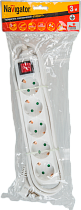 Удлинитель бытовой Navigator NPE-S-05-300-ESC-3x0.75 с заземлением с выключателем 5 гнезд 3м
