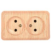 Розетка двойная 2П открытой установки IP20 10А 250В (керамика) сосна  "Альфа" General