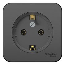 Blanca открытая установка с изолированной пластиной Антрацит Розетка с заземлением, (тонкая) 16А Systeme Electric (Schneider Electric)