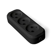 Колодка 3 гнезда без заземления AБС-пластик черный UNIVERSAL Колодка 3 гнезда без заземления AБС-пластик черный UNIVERSAL