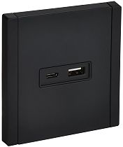 FORTE&PIANO Розетка USB A+C 18Вт FP151M металл черный IEK