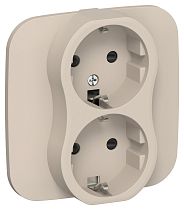 FLITE Розетка 2-местная с заземлением с защитными шторками безвинтовое крепление 16А РСш12-1-А-ФлЛ льняной IEK