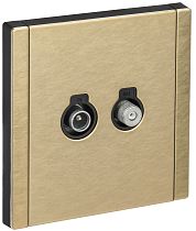FORTE&PIANO Розетка двойная TV+SAT FP638M металл шампань IEK