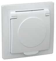 РСб10-3-КБ Розетка 1местная с заземлением с крышкой 16А КВАРТА (белый) IEK