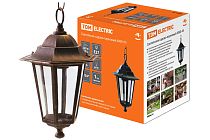 Светильник 6060-15 садово-парковый шестигранник, 60Вт, подвес, бронза  TDM