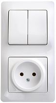 Glossa Белый Блок: Розетка и 2 клавишный  Выключатель Systeme Electric (Schneider Electric)