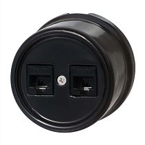 Розетка RJ45 информационная двойная,серия "ЛИЗЕТТА" керамика, цвет черный Bironi Розетка RJ45 информационная двойная,серия "ЛИЗЕТТА" керамика, цвет черный Bironi