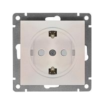 Розетка одноместная UNIVERSAL серия "Афина" с заземлением, скрытой установки, с защитными шторками, 16А, 220В, жемчуг (еврослот)