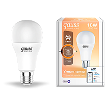 Лампа светодиодная Gauss Smart Home DIM E27 A60 10Вт 2700К Лампа светодиодная Gauss Smart Home DIM E27 A60 10Вт 2700К