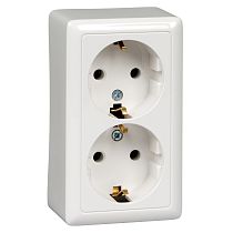 ХИТ открытая установка Белый Розетка двойная с заземлением 16А Systeme Electric (Schneider Electric)