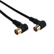 Шнур ТВ гнездо - ТВ штекер, угловой, длина 3 метра, черный REXANT