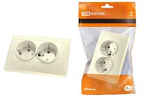 Розетка двойная 2П+З 16А 250В с защ. шт. сл. кость "Лама"  TDM