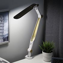 Настольный светильник, светодиодный ЭРА NLED-496-12W-G светодиодный на струбцине золото