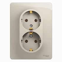 Glossa Молочный Розетка 2 постовая с заземлением (в сборе с рамкой) Systeme Electric (Schneider Electric)