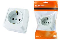 Розетка 2П+3 открытой установки IP20 16А 250В (керамика) белая "Ладога"  TDM