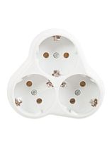 Разветвитель 3 гнезда с заземлением круглый белый 16А 250В UNIVERSAL