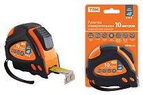 Рулетка 10 м х 25 мм, тройная фиксация, автостоп, обрезиненный корпус, магнит, "Алмаз"  TDM