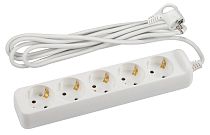 Удлинитель ЭРА c заземлением, U-5e-5m-3x1,5 5 гнезда, 5м, ПВС, 3х1,5мм2, 16А
