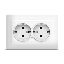 Розетка двухместная серия "Севиль" с/з, с/у, 16А, 220В, белая (еврослот) UNIVERSAL