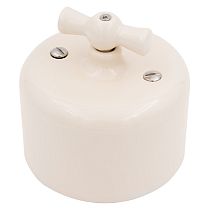 Выключатель/переключатель поворотный, проходной, одинарный, керамика, ваниль JANTERA