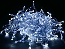 LIGHTING Гирлянда нить 10м 100 светодиодов белый свет IP44 прозрачный шнур 3м 230В контроллер 8 сцен  IEK