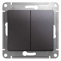 Glossa Графит Выключатель 2 клавишный , сх.5, 10AX Systeme Electric (Schneider Electric)