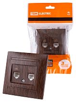 Розетка телефонная RJ11 + компьютерная RJ45 венге "Лама"  TDM