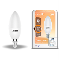 Лампа светодиодная Gauss Smart Home DIM E14 C37 5Вт 2700К Лампа светодиодная Gauss Smart Home DIM E14 C37 5Вт 2700К
