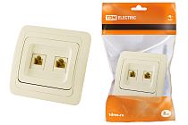 Розетка компьютерная RJ-45 + TФ (RJ-11) сл. кость "Валдай" TDM Розетка компьютерная RJ-45 + TФ (RJ-11) сл. кость "Валдай" TDM
