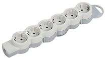 STANDARD Колодка для удлинителя с заземлением К06 6 мест белый IEK