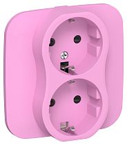FLITE Розетка 2-местная с заземлением с защитными шторками безвинтовое крепление 16А РСш12-1-А-ФлПр пурпурный IEK