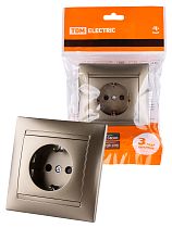 Розетка 2П+З 16А 250В с защ. шт. бронза "Лама"  TDM
