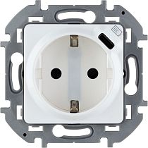 INSPIRIA Розетка 1-местная с заземлением с защитными шторками 16А с USB C 5В безвинтовое крепление белый