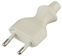 Вилка ЭРА без заземления прямой ввод 10A, Белый, поликарбонат, V2