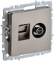BRITE Розетка двойная TV+RJ45 кат.5E РТВ/РК12-БрШ шампань IEK BRITE Розетка двойная TV+RJ45 кат.5E РТВ/РК12-БрШ шампань IEK