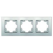 Рамка трехместная горизонтальная UNIVERSAL серия "Афина" серебро (еврослот)