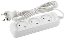 Удлинитель электрический ЭРА без заземления 3 розетки 5м, Белый, UX-3-5m
