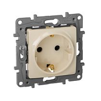 Розетка Legrand Etika 672322 слоновая кость одинарная с заземлением со шторками винтовые клеммы Legrand Розетка Legrand Etika 672322 слоновая кость одинарная с заземлением со шторками винтовые клеммы Legrand