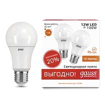 Лампа Gauss Elementary A60 12W 2700K E27 (2 лампы в упаковке) LED 1/50