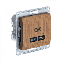 Glossa Дерево Дуб Розетка USB тип-C 65W высокоскор.заряд. QC, PD, механизм Systeme Electric (Schneider Electric)