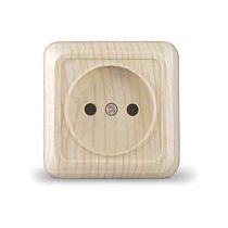 Розетка одноместная серия "Олимп" б/з, о/у, 16А, 220В, сосна (еврослот) UNIVERSAL