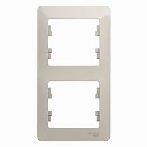 Glossa Молочный Рамка 2 постовая, вертикальная Systeme Electric (Schneider Electric)
