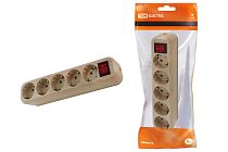 Колодка розеточная 5 гнезд 2П+3 с выключателем16А 250В "Эко" (сосна)  TDM