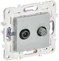 SKANDY Розетка двойная TV+SAT SK-A13S серебряный IEK